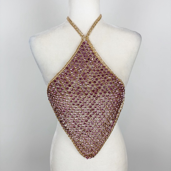 H:ours Oaklyn Top in Purple Embellishments Chain - Picture 4 of 8